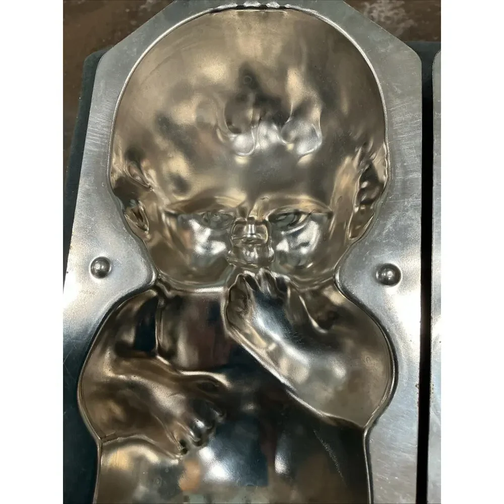 Antique Large Kewpie Chocolate Mold Tin Candy Mold #194 w/ Original Clips
